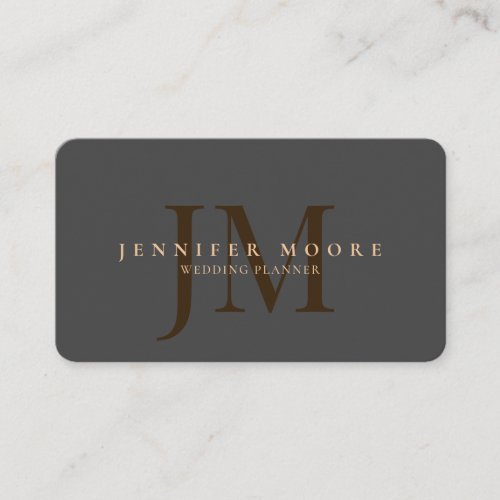 Elegant Professional Plain Grey Gold Monogram Business Card