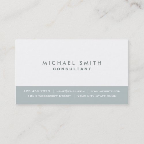 Elegant Professional Plain Modern Gray and White Business Card