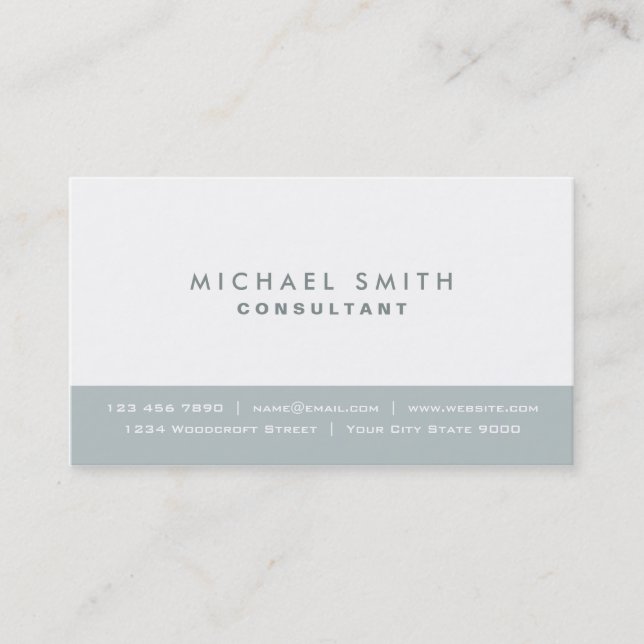 Elegant Professional Plain Modern Gray and White Business Card (Front)