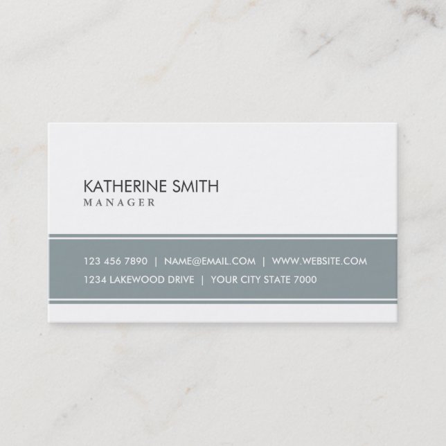 Elegant Professional Plain Simple Gray and White Business Card (Front)