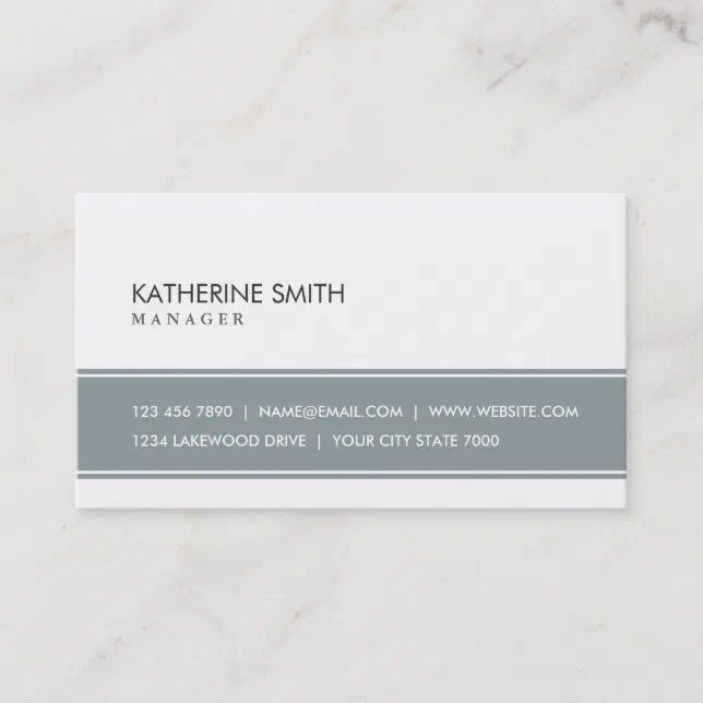 Elegant Professional Plain Simple Gray and White Business Card | Zazzle