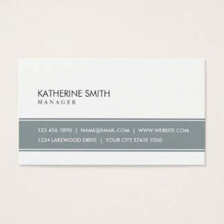 Elegant Professional Plain Simple Gray and White Business Card