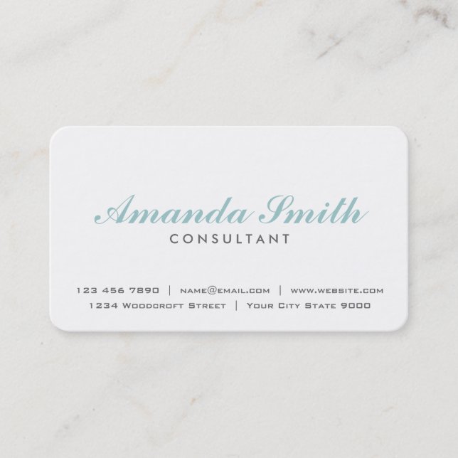 Elegant Professional Plain White Makeup Artist Business Card (Front)