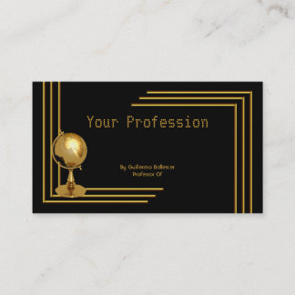 Elegant Professional Profession Black Gold Globe Business Card