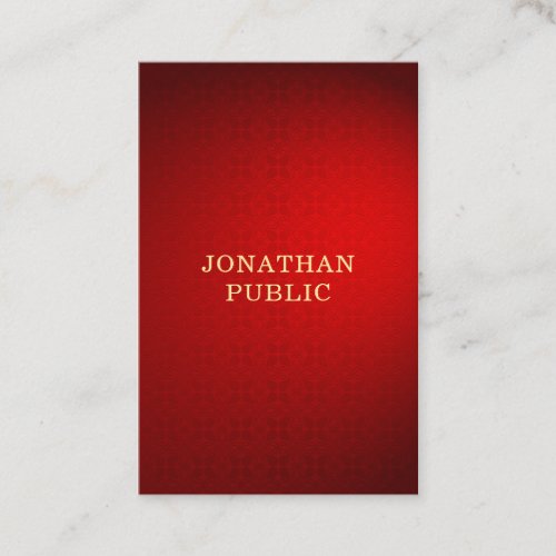 Elegant Professional Red Damask Gold Text Template Business Card