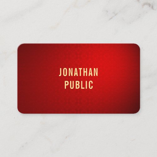 Elegant Professional Red Damask Gold Text Template Business Card