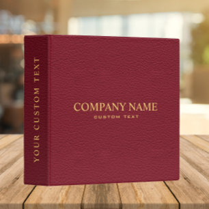 Elegant Professional Red Leather Look Personalized 3 Ring Binder