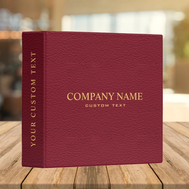 Elegant Professional Red Leather Look Personalized 3 Ring Binder (Creator Uploaded)