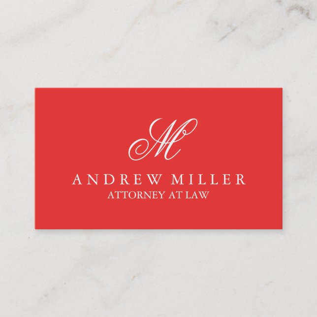 Elegant Professional Red Monogram Business Card (Front)