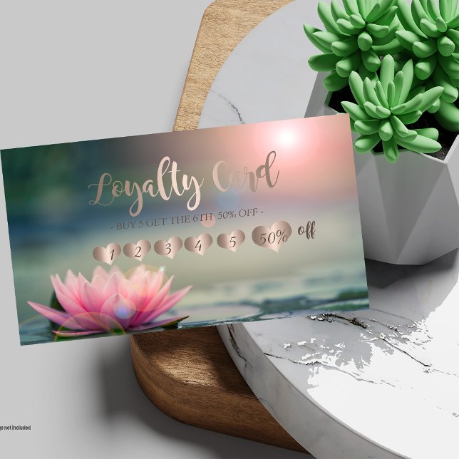  Elegant Professional Rose Gold Hearts,Lotus  Loyalty Card (Creator Uploaded)