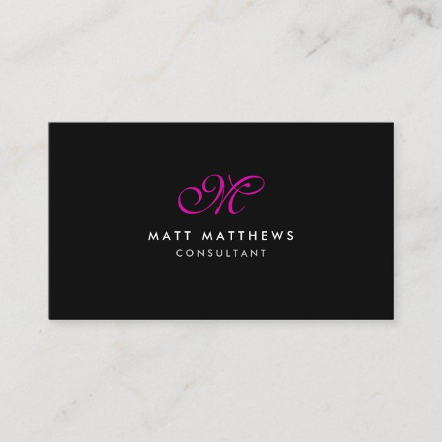 Elegant Professional Script Monogram Business Card (Front)