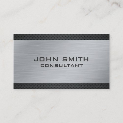 Elegant Professional Silver Metal Modern Black Business Card