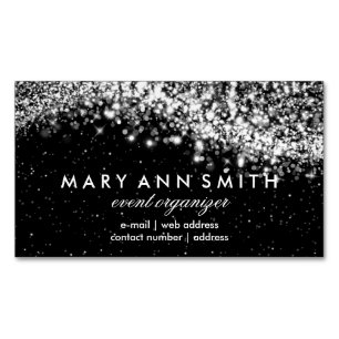 Elegant Professional Silver Sparkling Wave Black Magnetic Business Card