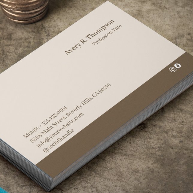 Elegant Professional Simple Minimalist Modern  Business Card (Neutral earth tone professional, modern business card.)