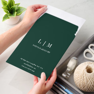 Elegant Professional Simple Monogram Emerald Green Envelope Mailers