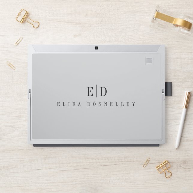 Elegant Professional Simple Monogram Minimal Light HP Laptop Skin (Desk)