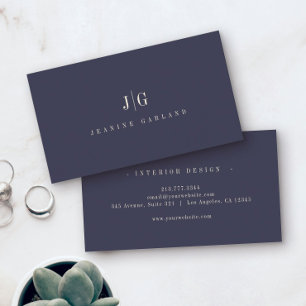 Elegant Professional Simple Monogram Minimal Navy Business Card