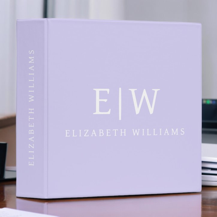 Elegant Professional Simple Monogram Minimalist 3 Ring Binder