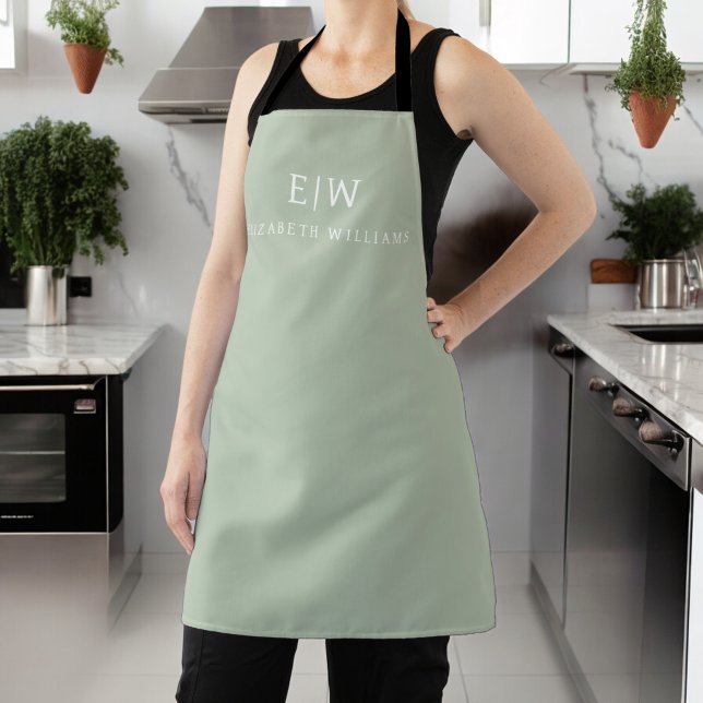 Elegant Professional Simple Monogram Minimalist Apron (Creator Uploaded)
