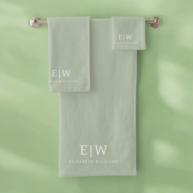 Elegant Professional Simple Monogram Minimalist Bath Towel Set (Creator Uploaded)