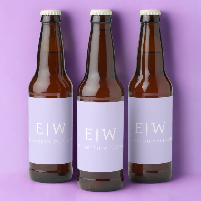 Elegant Professional Simple Monogram Minimalist Beer Bottle Label (Creator Uploaded)