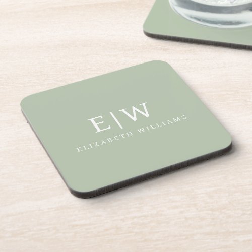 Elegant Professional Simple Monogram Minimalist Beverage Coaster