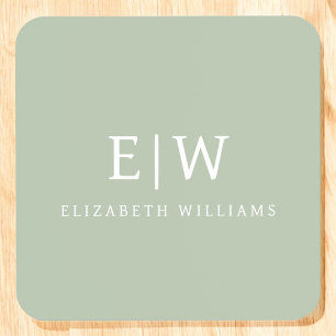 Elegant Professional Simple Monogram Minimalist Beverage Coaster