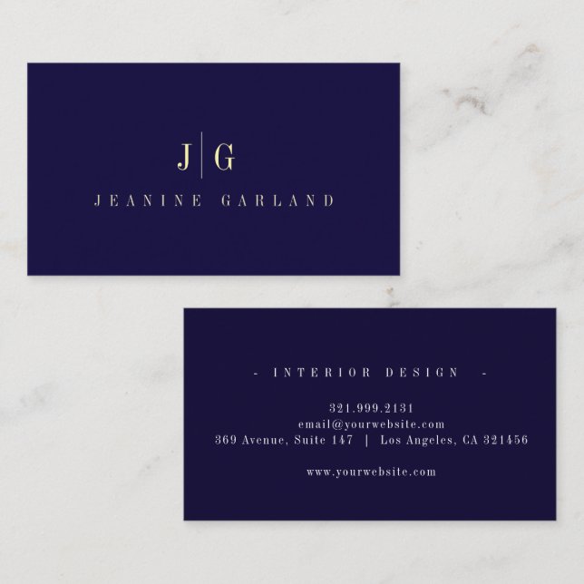 Elegant Professional Simple Monogram Minimalist Bu Business Card (Front/Back)