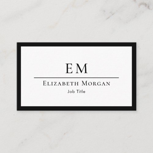 Elegant Professional Simple Monogram Minimalist Business Card
