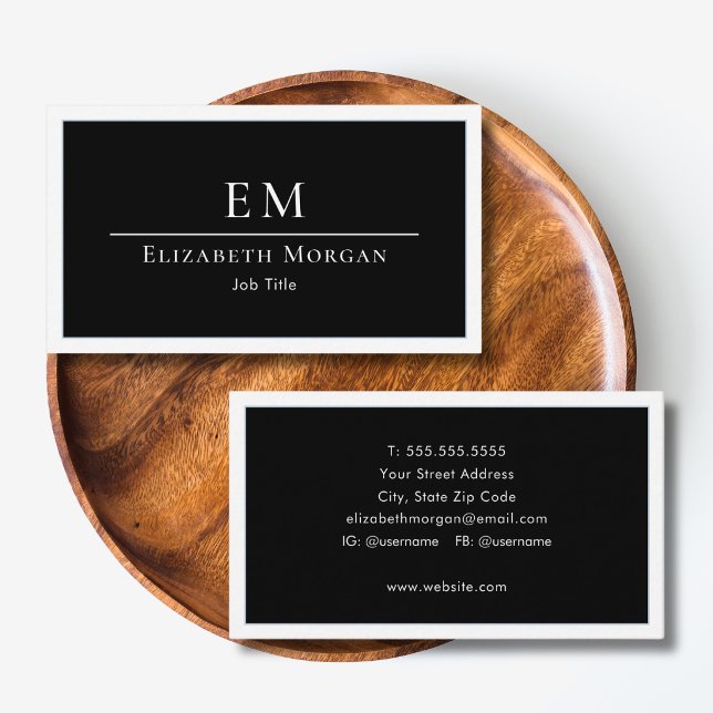 Elegant Professional Simple Monogram Minimalist Business Card (Creator Uploaded)