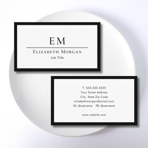 Elegant Professional Simple Monogram Minimalist Business Card