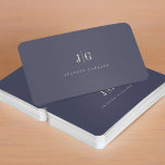 Elegant Professional Simple Monogram Minimalist Business Card<br><div class="desc">Modern elegant business card with your monogram on the front in an upscale typography layout. Professional and simple customization. This is the ivory and navy blue version.</div>