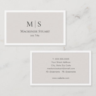 Elegant Professional Simple Monogram Minimalist Business Card