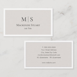 Elegant Professional Simple Monogram Minimalist Business Card