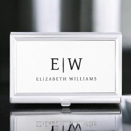 Elegant Professional Simple Monogram Minimalist Business Card Case