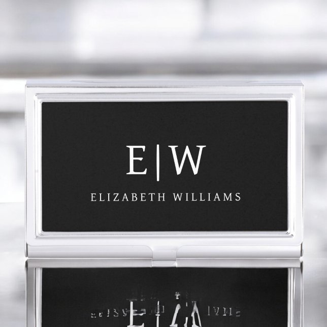 Elegant Professional Simple Monogram Minimalist Business Card Case (Creator Uploaded)