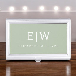 Elegant Professional Simple Monogram Minimalist Business Card Case