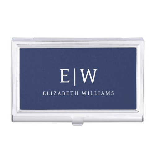 Elegant Professional Simple Monogram Minimalist Business Card Case