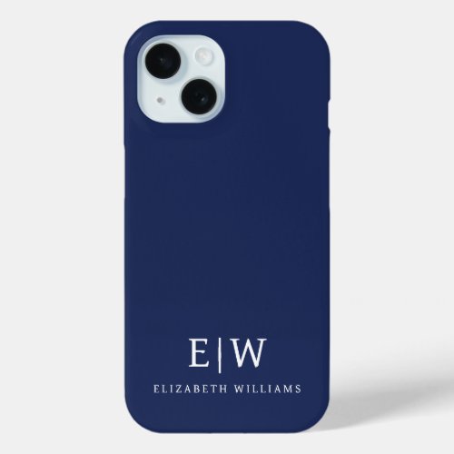 Elegant Professional Simple Monogram Minimalist iPhone 15 Case