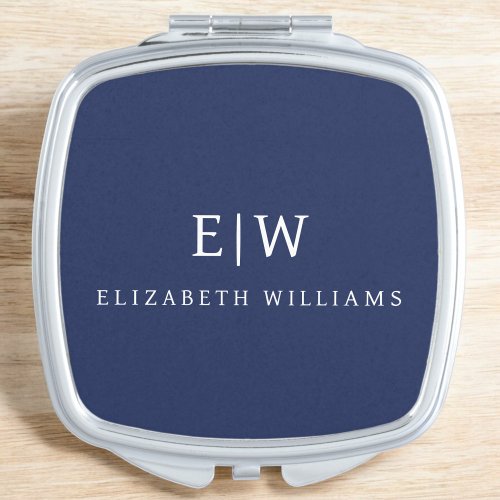 Elegant Professional Simple Monogram Minimalist Compact Mirror