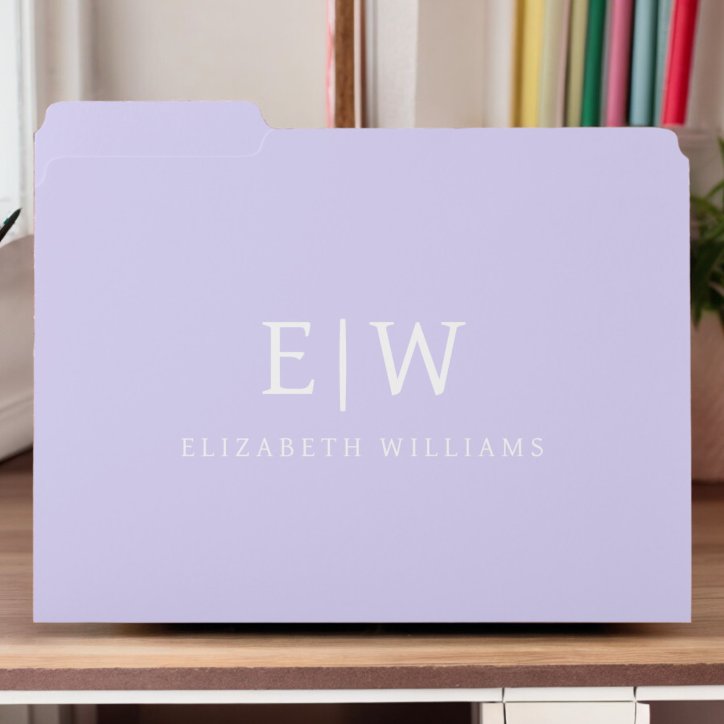 Elegant Professional Simple Monogram Minimalist File Folder