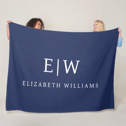 Elegant Professional Simple Monogram Minimalist Fleece Blanket