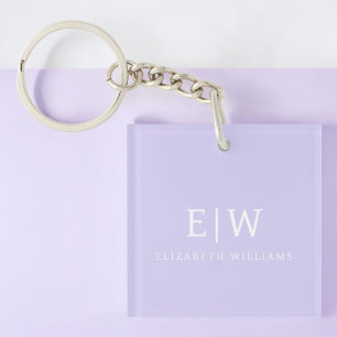 Elegant Professional Simple Monogram Minimalist Keychain