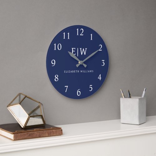 Elegant Professional Simple Monogram Minimalist Large Clock