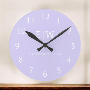 Elegant Professional Simple Monogram Minimalist Large Clock