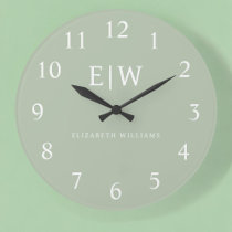Elegant Professional Simple Monogram Minimalist Large Clock