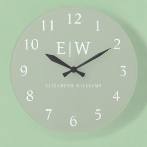 Elegant Professional Simple Monogram Minimalist Large Clock