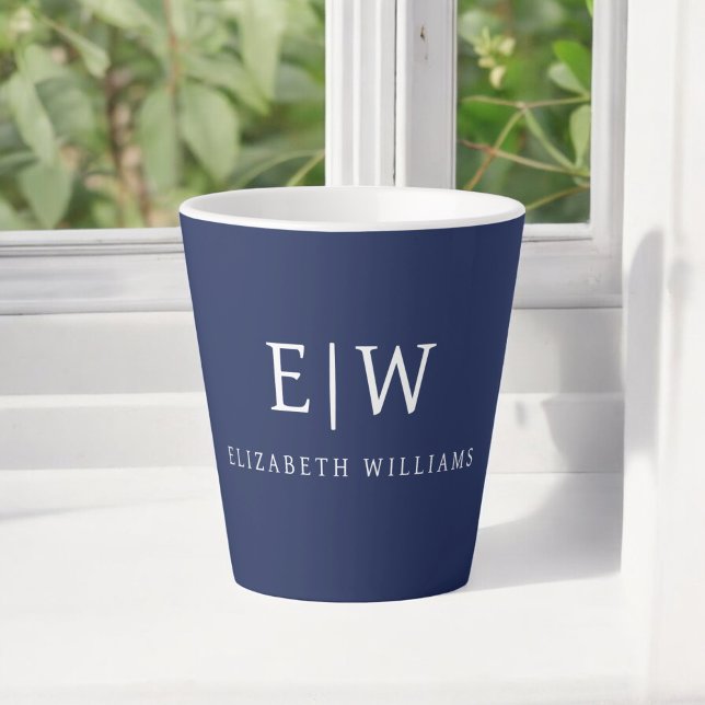 Elegant Professional Simple Monogram Minimalist Latte Mug (Creator Uploaded)