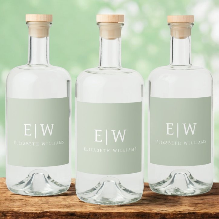 Elegant Professional Simple Monogram Minimalist Liquor Bottle Label