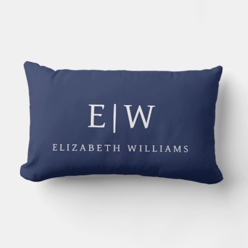Elegant Professional Simple Monogram Minimalist Lumbar Pillow